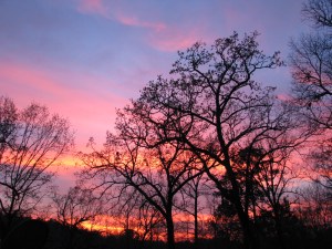 Sunset at our place in March